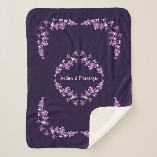 Personalisiertes Lila Dendrobium Orchids Motif Sherpadecke (Vorderseite)
