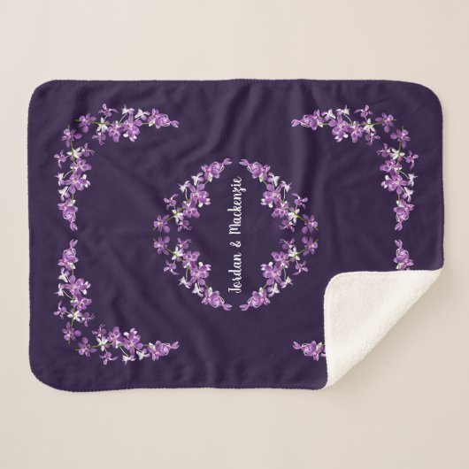 Personalisiertes Lila Dendrobium Orchids Motif Sherpadecke (Vorderseite (Horizontal))