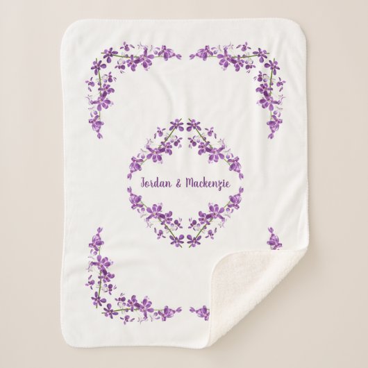 Personalisiertes Lila Dendrobium Orchids Motif Sherpadecke (Vorderseite)