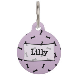 Personalisiertes Lila Dog-Knochen Niedliche Markie Tiernamensmarke