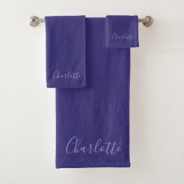 Personalisiertes Lila Einfaches Badetuch Set