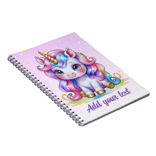 Personalisiertes Lila Einhorn-Notebook Notizblock (Rechte Seite)