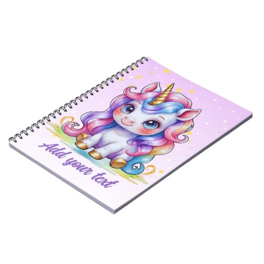 Personalisiertes Lila Einhorn-Notebook Notizblock (Linke Seite)