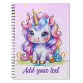 Personalisiertes Lila Einhorn-Notebook Notizblock (Vorderseite)