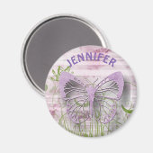 Personalisiertes Lila Floral Butterfly Magnet (Vorderseite/Rückseite)