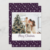 Personalisiertes Lila Foto Frohe Weihnachtskarten Feiertagskarte (Vorne/Hinten)