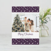 Personalisiertes Lila Foto Frohe Weihnachtskarten Feiertagskarte (Stehend Vorderseite)