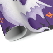 Personalisiertes Lila-Geist-Kind-Name-Monogramm  Geschenkpapier (Rolleneckpunkt)