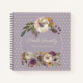 Personalisiertes Lila-gelbes Elfenbein-Blumenrezep Notizblock