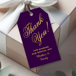 Personalisiertes Lila Gold Vielen Dank Gastgeschen Geschenkanhänger