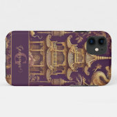 Personalisiertes Lila & Gold Viktorianisches Chino Case-Mate iPhone Hülle (Rückseite (Horizontal))