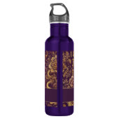 Personalisiertes Lila & Gold Viktorianisches Chino Edelstahlflasche (Rückseite)