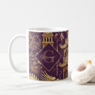 Personalisiertes Lila & Gold Viktorianisches Chino Kaffeetasse