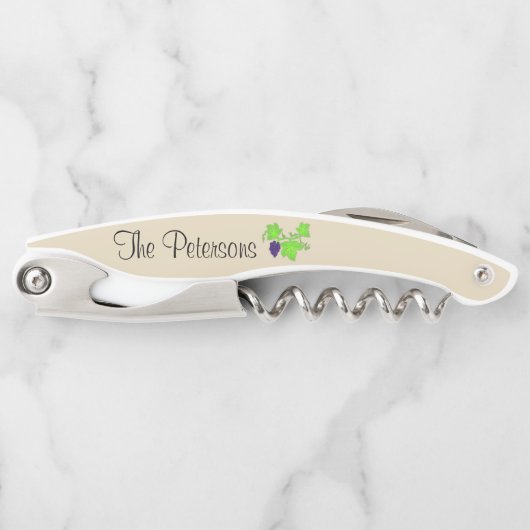 Personalisiertes lila Grapes~Green Kellnermesser (Vorderseite)