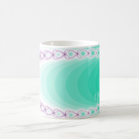 Personalisiertes Lila grünes Fraktal Kaffeetasse (Mittel)