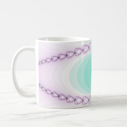 Personalisiertes Lila grünes Fraktal Kaffeetasse (Links)