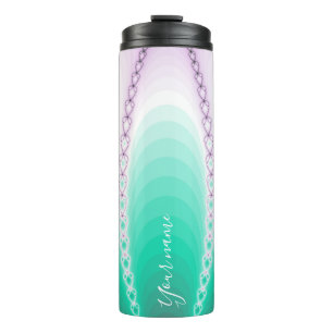Personalisiertes Lila grünes Fraktal Thermosbecher