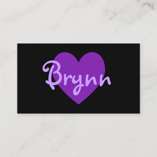 Personalisiertes Lila Herz auf schwarz Visitenkarte (Vorderseite)
