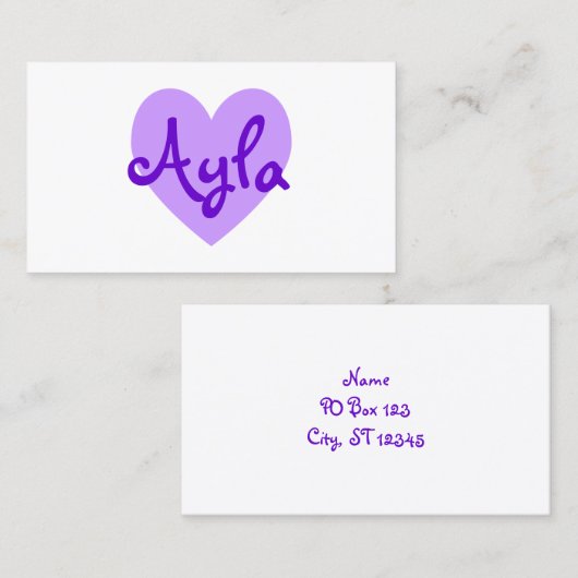 Personalisiertes Lila Herz auf Weiß Visitenkarte (Vorne/Hinten)