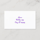 Personalisiertes Lila Herz auf Weiß Visitenkarte (Rückseite)