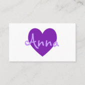 Personalisiertes Lila Herz auf Weiß Visitenkarte (Vorderseite)