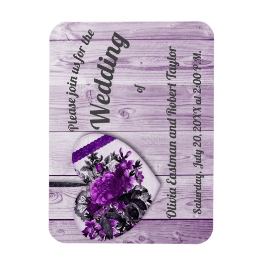 Personalisiertes lila Herz Magnet (Vertikal)