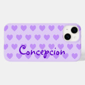 Personalisiertes Lila Herzmuster Case-Mate iPhone Hülle (Rückseite (Horizontal))