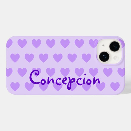 Personalisiertes Lila Herzmuster Case-Mate iPhone Hülle (Rückseite (Horizontal))