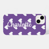 Personalisiertes Lila Herzmuster iPhone Hülle (Rückseite (Horizontal))