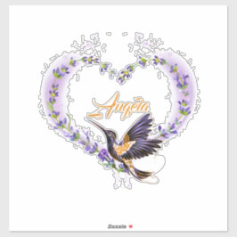 Personalisiertes Lila Hummingbird Herz Aufkleber