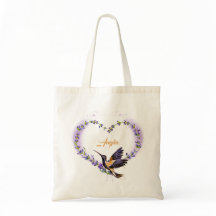 Personalisiertes Lila Hummingbird Herz