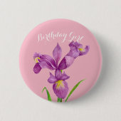 Personalisiertes Lila Iris Botanisches Abzeichen Button (Vorderseite)