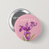 Personalisiertes Lila Iris Botanisches Abzeichen Button (Vorne & Hinten)