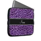 Personalisiertes lila Leopardnamensmuster Laptopschutzhülle (Vorne Rechts)