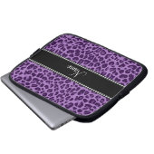 Personalisiertes lila Leopardnamensmuster Laptopschutzhülle (Vorne Knopf)