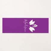 Personalisiertes, Lila Lotus und Yoga-Pose-Silhoue Yogamatte (Vorderseite (Horizontal))
