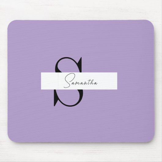 Personalisiertes Lila Mousepad mit Initial und Nam (Vorne)