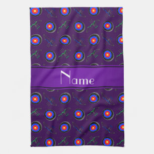 Personalisiertes lila Namensbogenschießen Handtuch