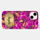 Personalisiertes, Lila Rosa Orchid Design Case-Mate iPhone Hülle (Rückseite (Horizontal))