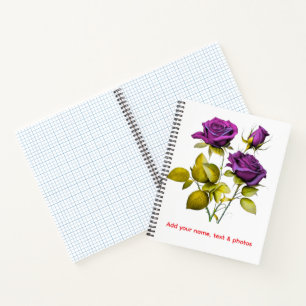 Personalisiertes lila Rosen-Notizbuch   Fügen Sie  Notizblock