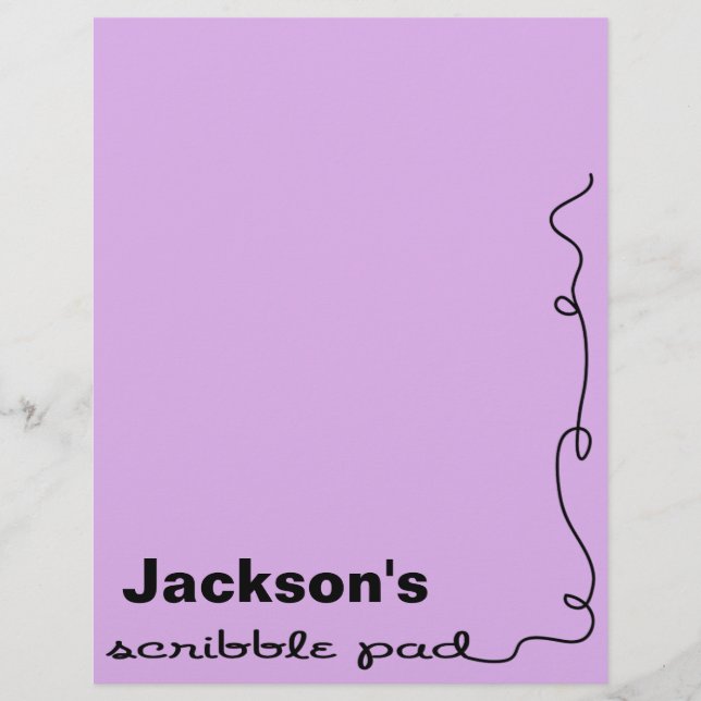 Personalisiertes Lila Scribble Pad (Vorderseite)