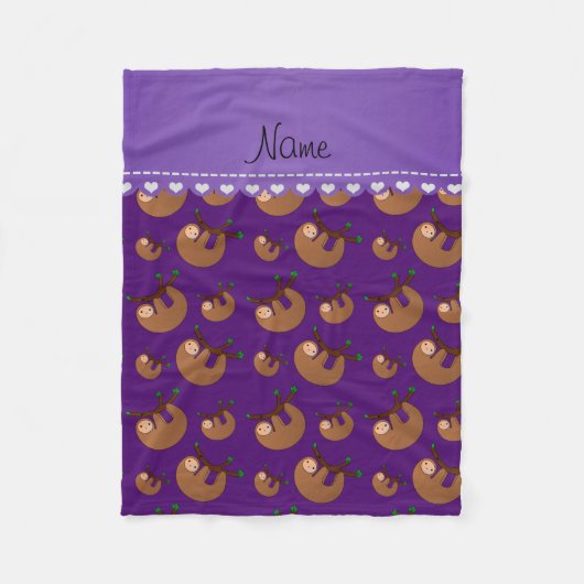 Personalisiertes lila Slothnamensmuster Fleecedecke (Vorderseite)