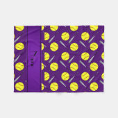 Personalisiertes lila Softballnamensmuster Fleecedecke (Vorderseite (Horizontal))