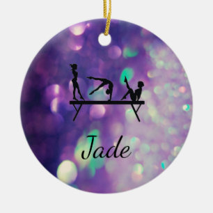 Personalisiertes lila Turn-Christmas-Ornament Keramik Ornament