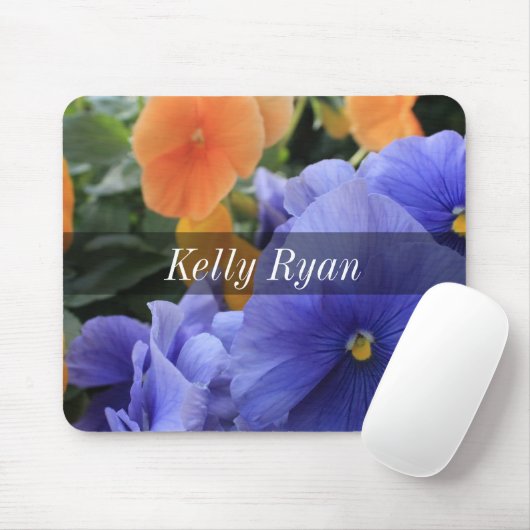 Personalisiertes lila u. orange Stiefmütterchen, Mousepad (Mit Mouse)