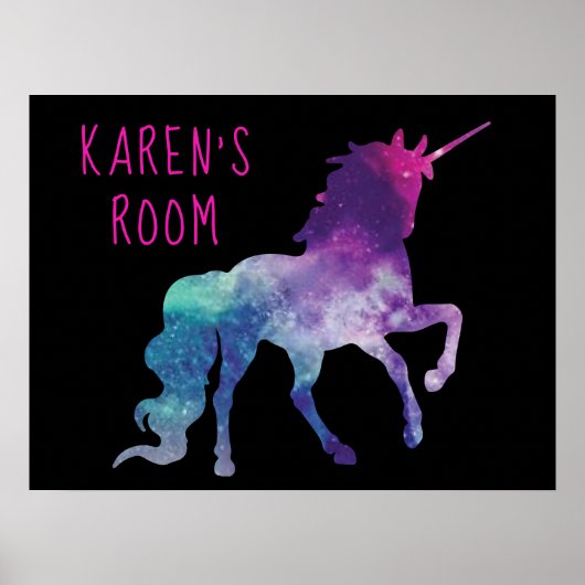 Personalisiertes Lila und blaues Magisches Einhorn Poster (Vorne)