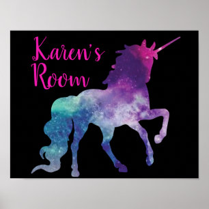 Personalisiertes Lila und blaues Magisches Einhorn Poster
