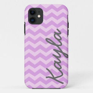 Personalisiertes lila und rosa Girly Zickzack Case-Mate iPhone Hülle