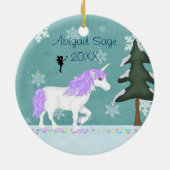 Personalisiertes Lila und weißes Einhorn und Fairy Keramik Ornament (Hinten)