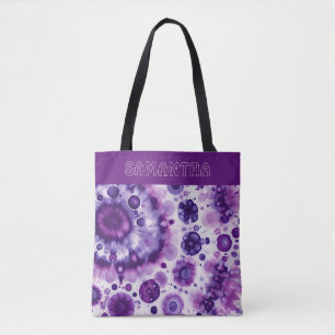 Personalisiertes Lila Violett Rosa Batik-Kunstmust Tasche